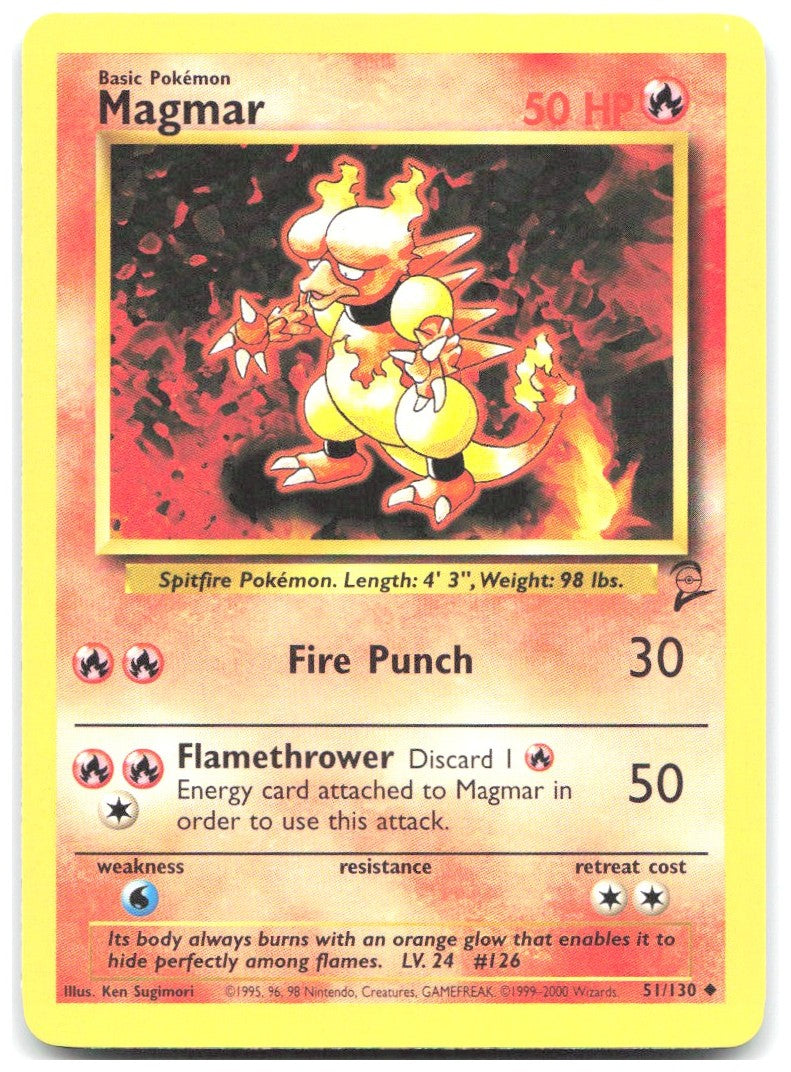 Magmar Uncommon Base Set 2 051/130 NM Ken Sugimori