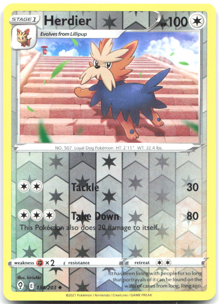 Herdier Reverse Holo Uncommon SWSH07 Evolving Skies 134/203 NM kirisAki