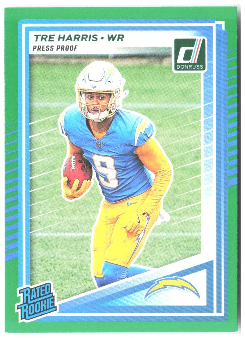 Tre Harris Donruss - Press Proofs Green 329 2025 Los Angeles Chargers