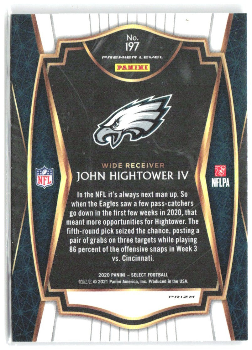 John Hightower IV Panini Select - Silver Prizm 197 2020 Philadelphia Eagles