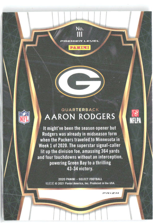 Aaron Rodgers Panini Select - Silver Prizm 111 2020 Green Bay Packers