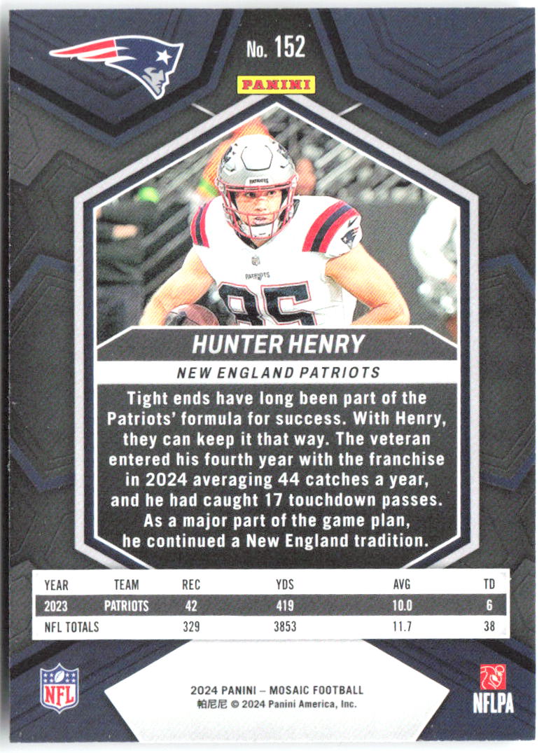 Hunter Henry Panini Mosaic 152 2024 New England Patriots
