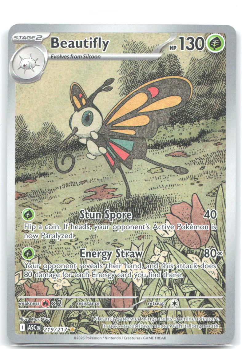 Beautifly Holo Illustration Rare ME: Ascended Heroes 219/217 NM Mori Yuu