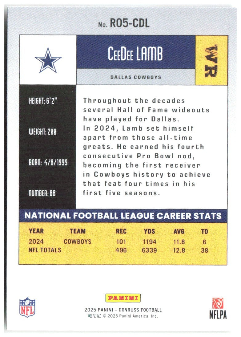 CeeDee Lamb Donruss - Retro 2005 R05-CDL 2025 Dallas Cowboys
