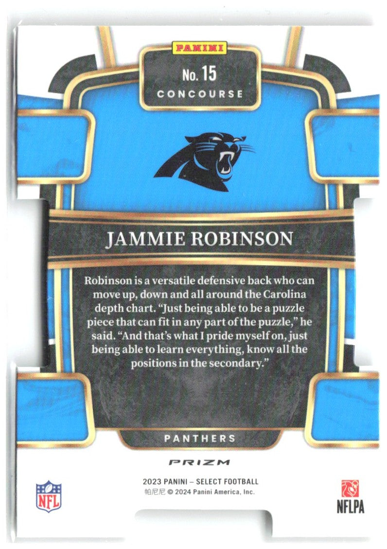 Jammie Robinson Select Red and Yellow Prizms Die Cuts 15 2023 Carolina Panthers