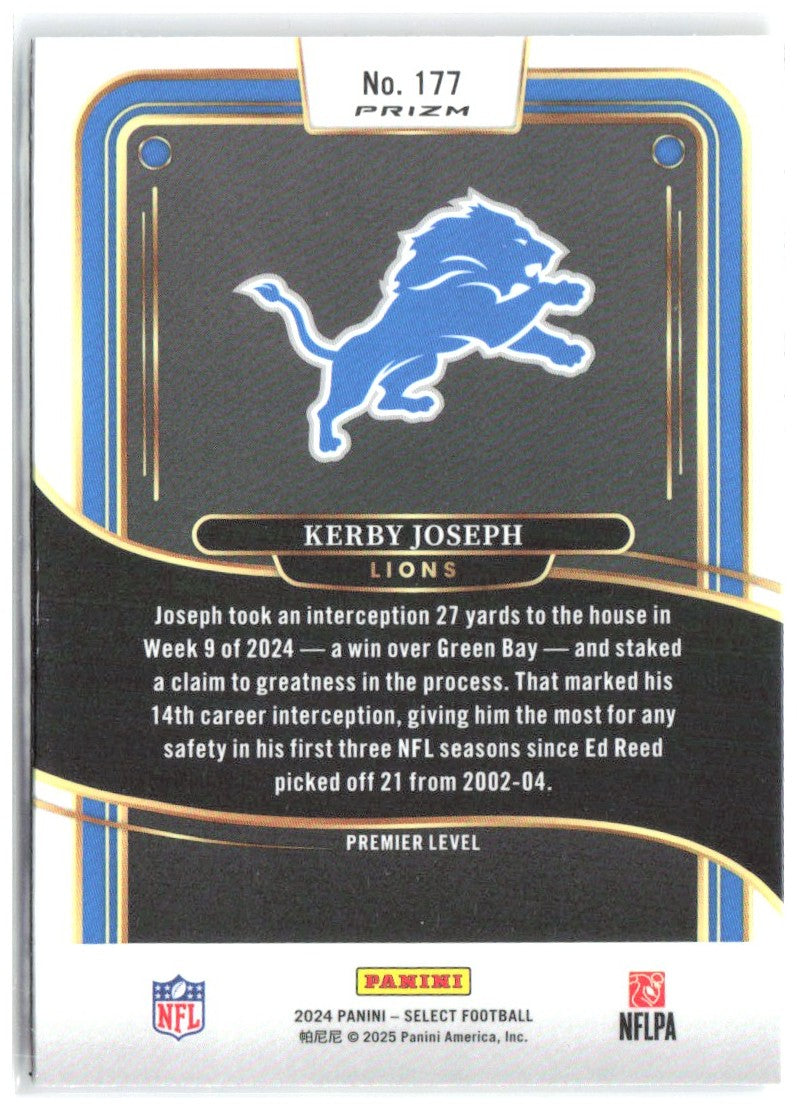 Kerby Joseph Panini Select - Red & Yellow Prizm Shock 177 2024 Detroit Lions