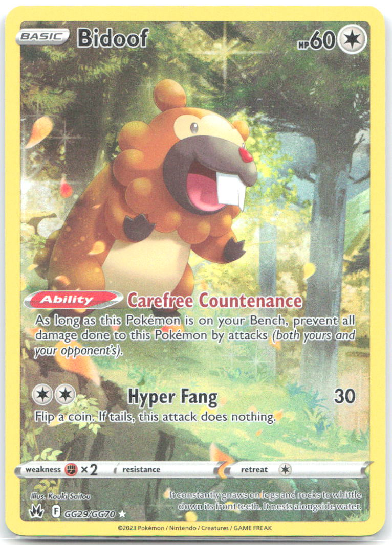 Bidoof Ultra Rare SWSH: Crown Zenith: Galarian Gallery GG29/GG70 NM Kouki Saitou