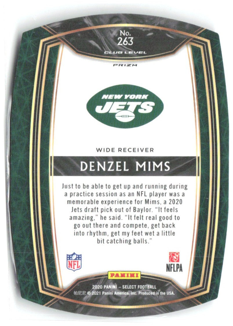 Denzel Mims Panini Select - Tri-Color Prizm Die Cut 263 2020 New York Jets