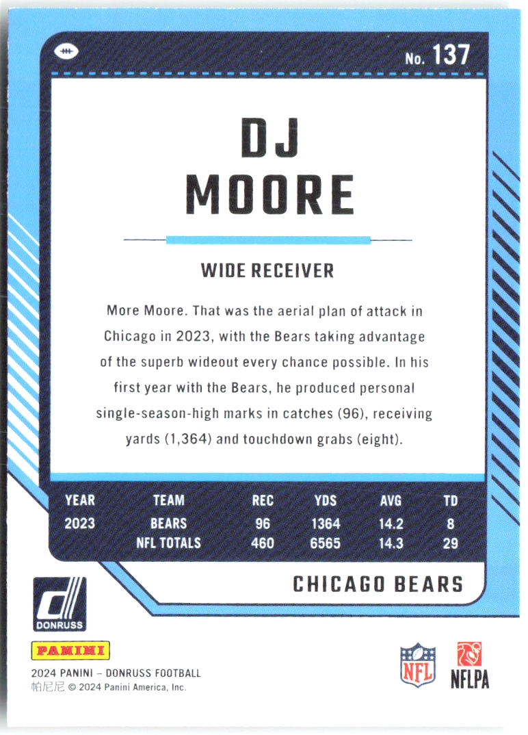 DJ Moore Donruss - Press Proof Green 137 2024 Chicago Bears