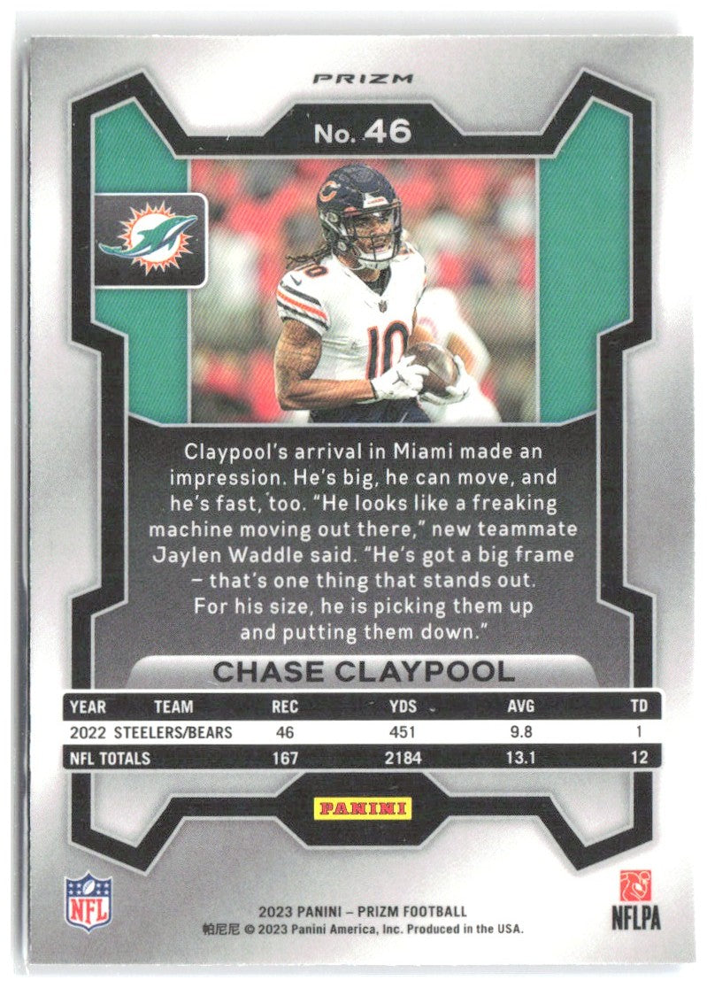 Chase Claypool Panini Prizm - Red White and Blue 46 2023 Miami Dolphins