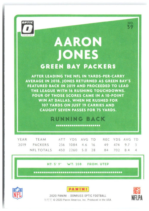 Aaron Jones Donruss Optic 39 2020 Green Bay Packers
