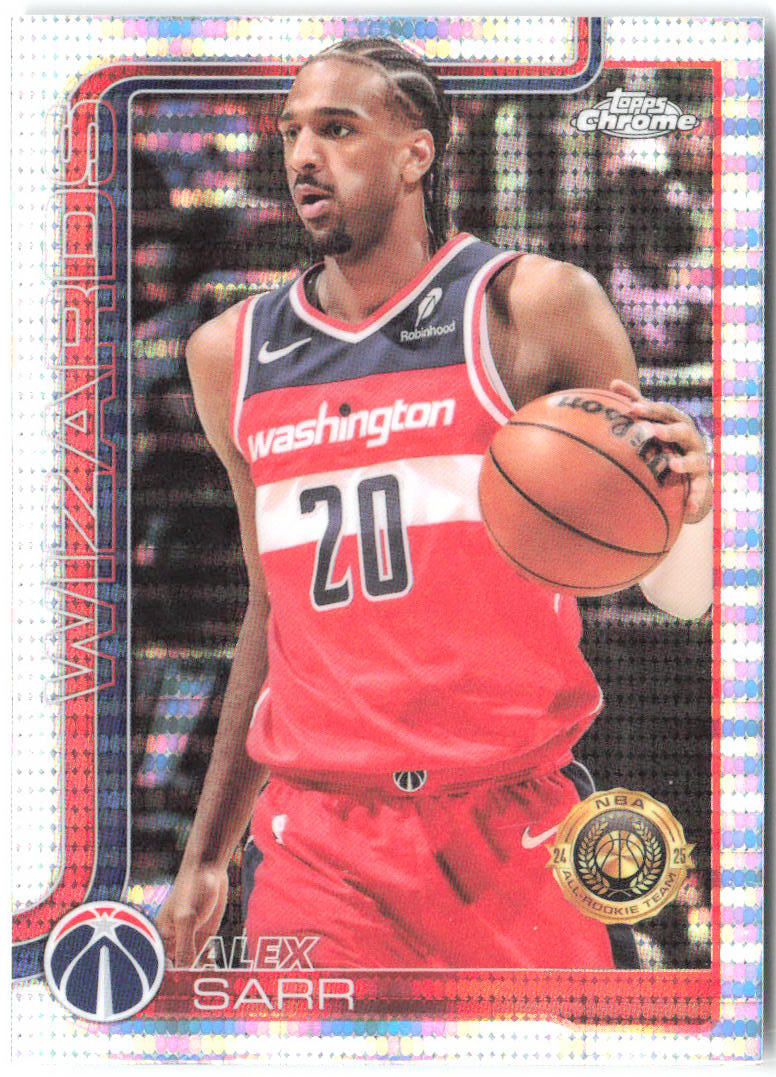 Alex Sarr Topps Chrome - Pulsar Refractor 218 2025-26 Washington Wizards