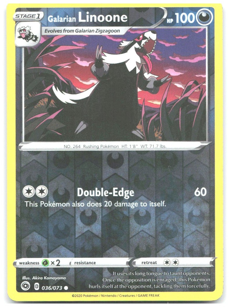 Galarian Linoone Reverse Holo Common Champion's Path 36/73 NM Akira Komayama