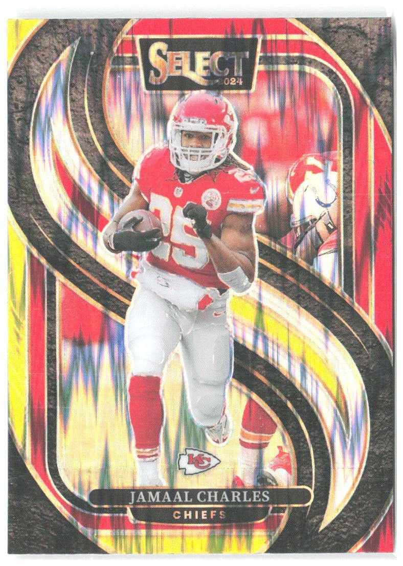 Jamaal Charles Select - Red & Yellow Prizm Shock 166 2024 Kansas City Chiefs
