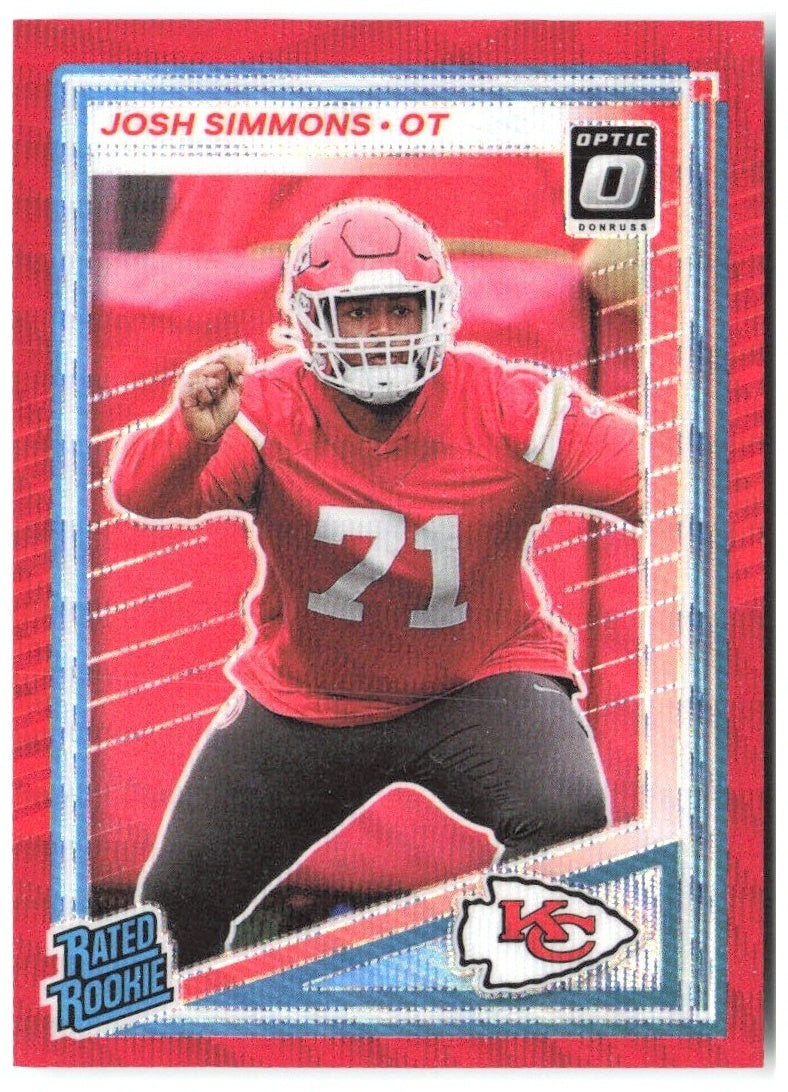 Josh Simmons Donruss - Optic Rated Rookies Red Wave 368 2025 Kansas City Chiefs
