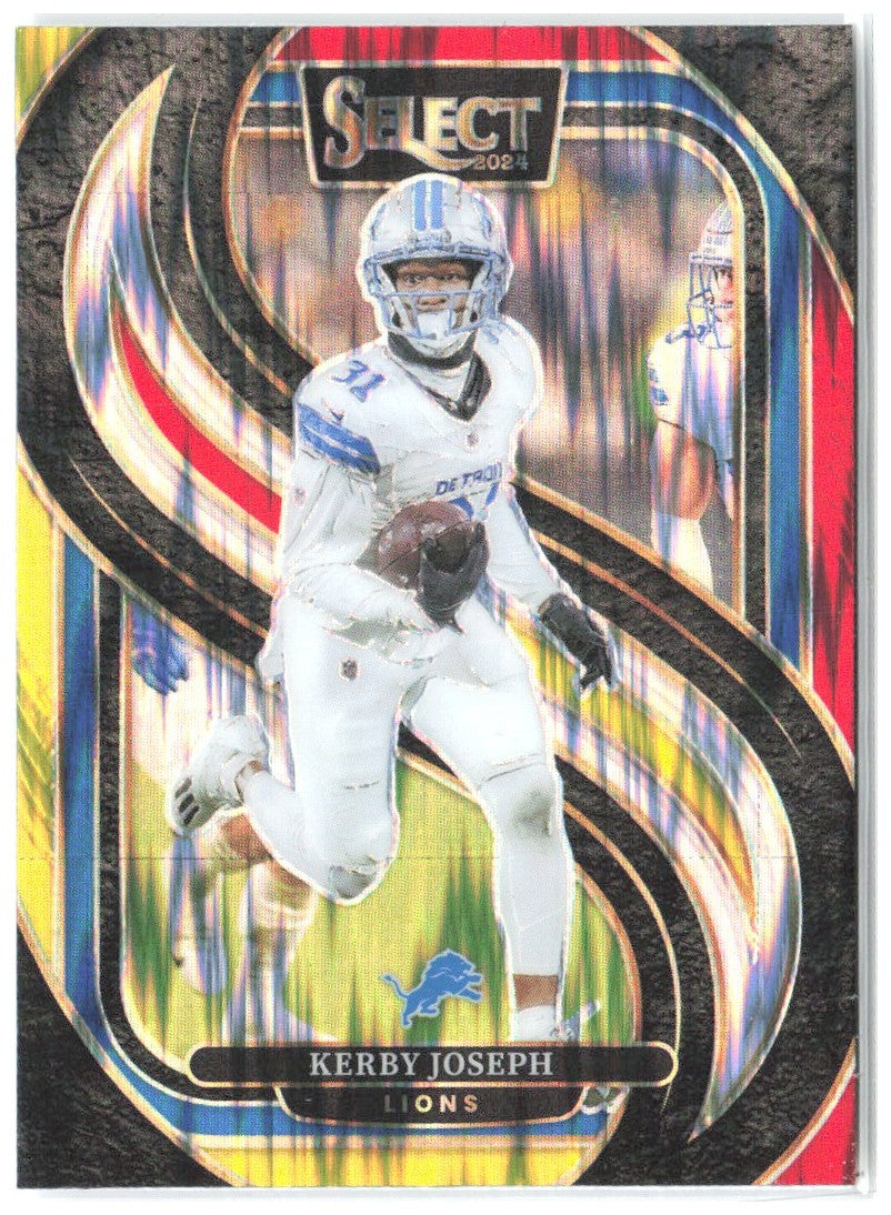 Kerby Joseph Panini Select - Red & Yellow Prizm Shock 177 2024 Detroit Lions