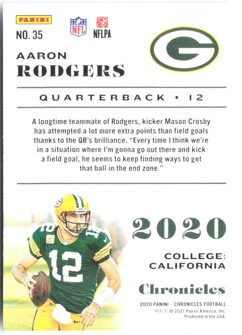 Aaron Rodgers Base Panini Chronicles 35 NM