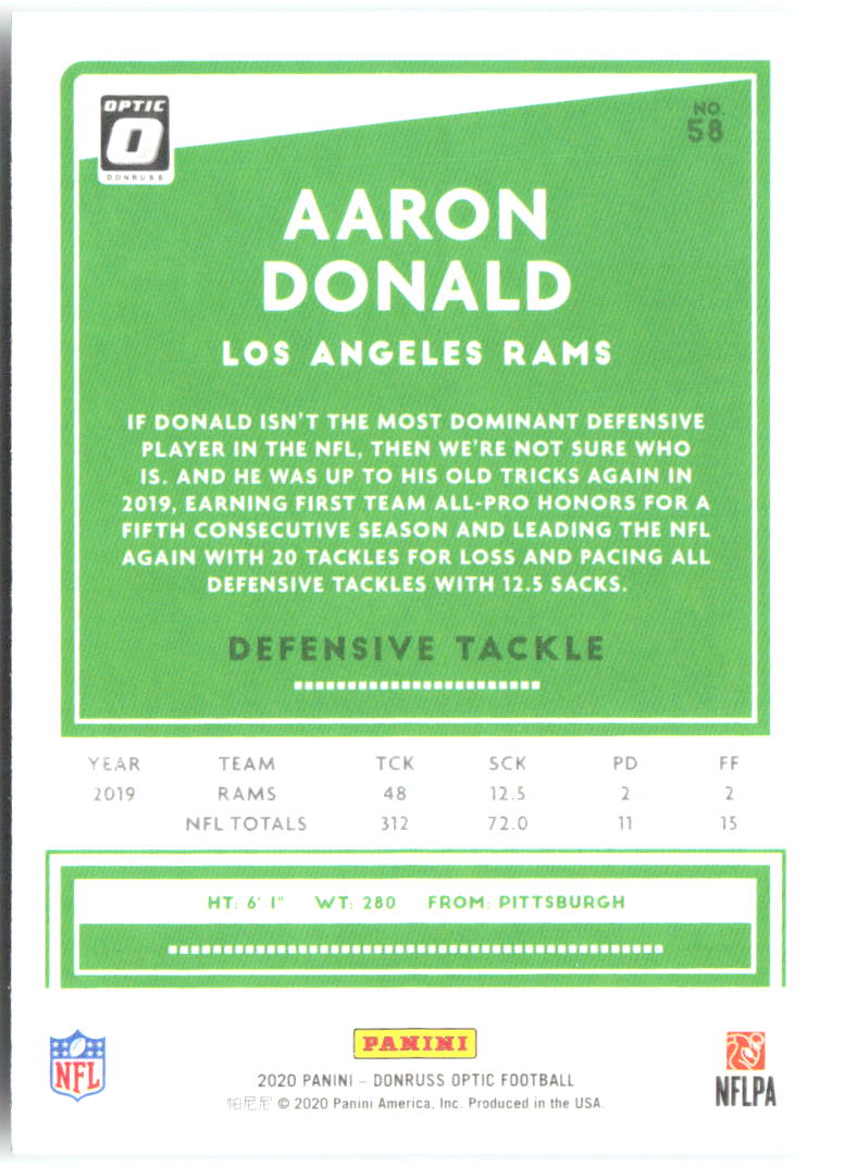 Aaron Donald Donruss Optic 58 2020 Los Angeles Rams