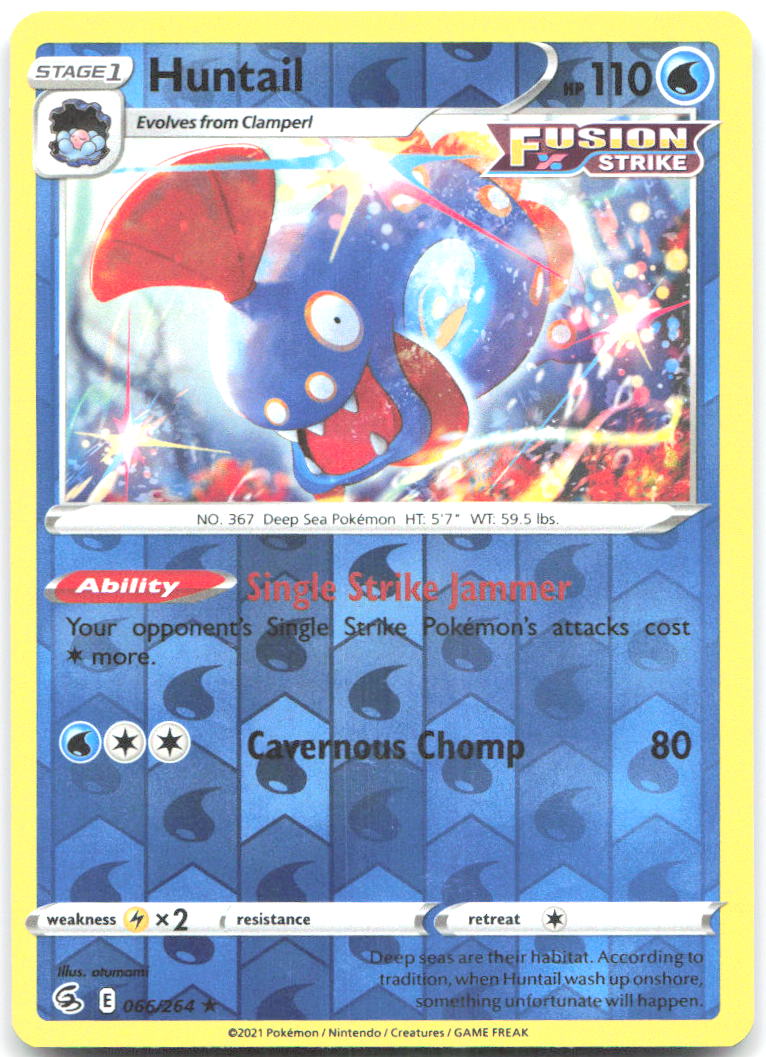 Huntail Reverse Holo Rare SWSH08 Fusion Strike 066/264 NM Otumami