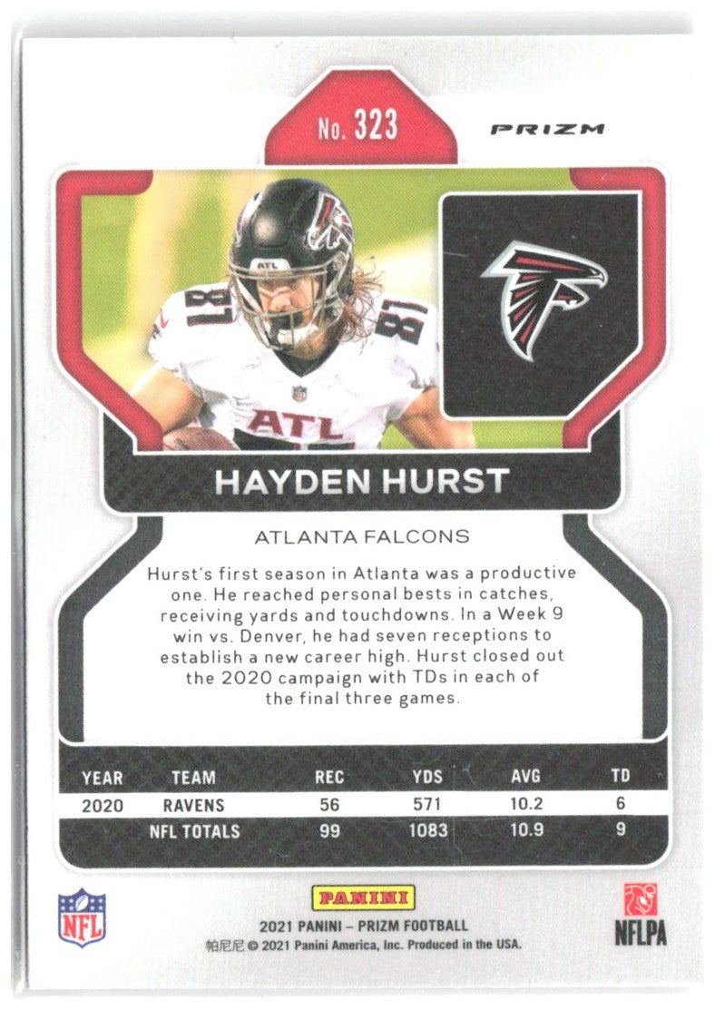 Hayden Hurst Panini Prizm - Red Ice 323 2021 Atlanta Falcons