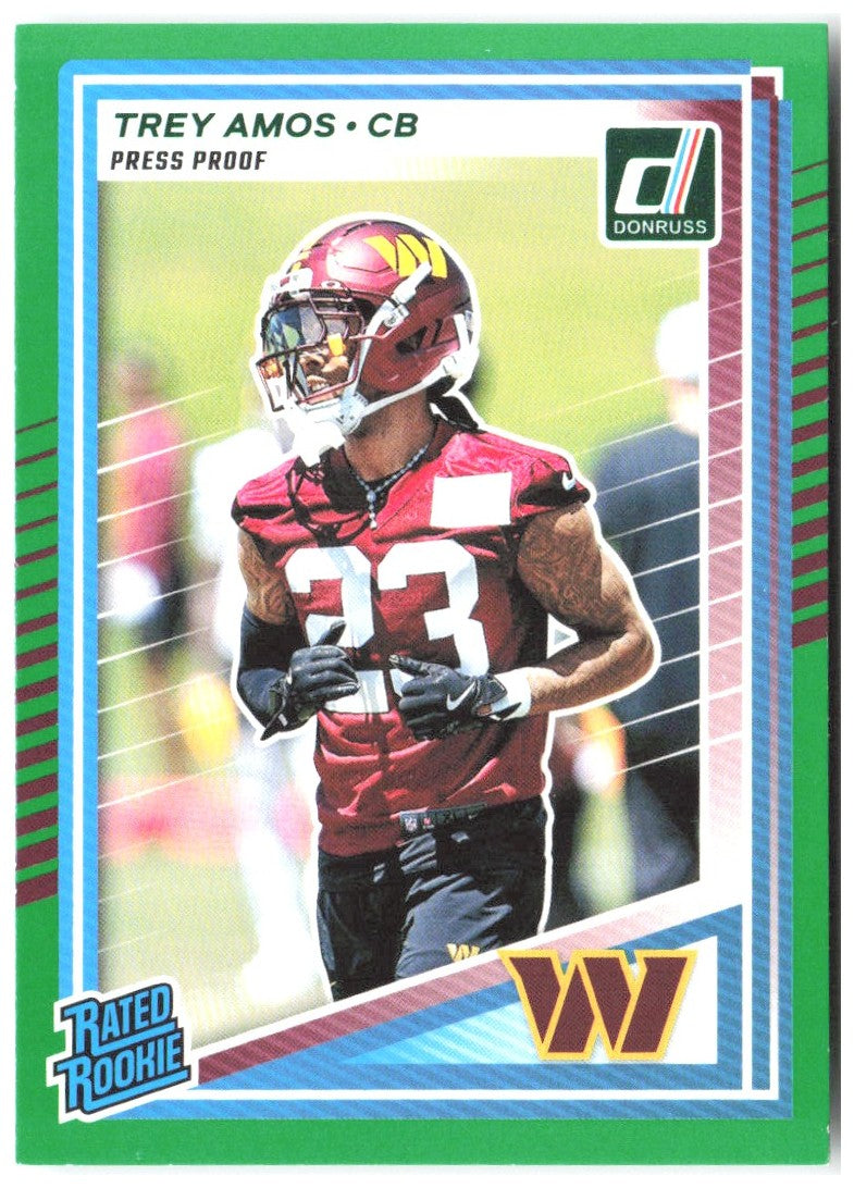 Trey Amos Donruss - Press Proofs Green 369 2025 Washington Commanders