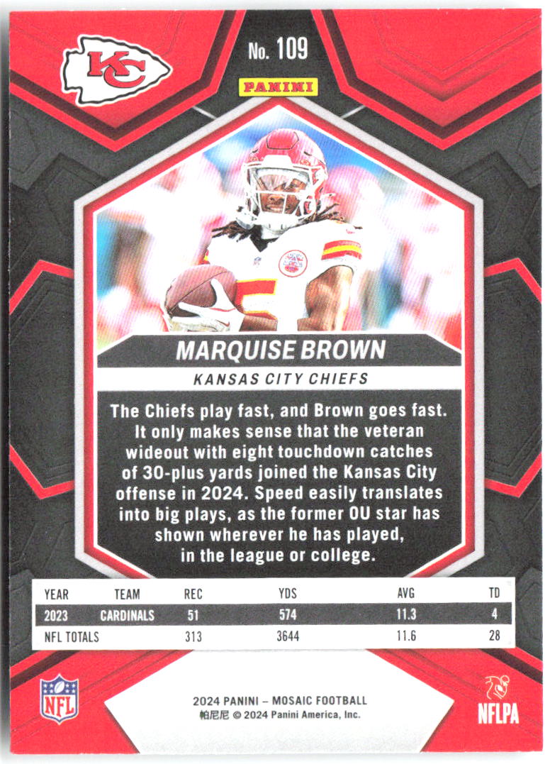 Marquise Brown Panini Mosaic 109 2024 Kansas City Chiefs