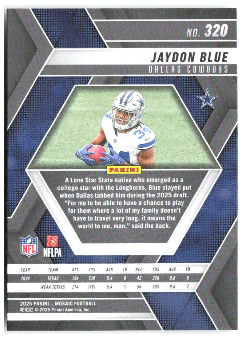 Jaydon Blue Panini Mosaic 320 2025 Dallas Cowboys RC