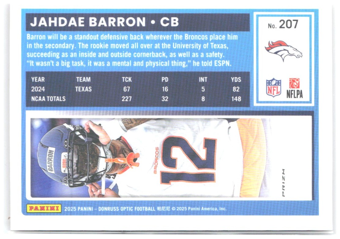 Jahdae Barron Donruss Optic - Pink 207 2025 Denver Broncos