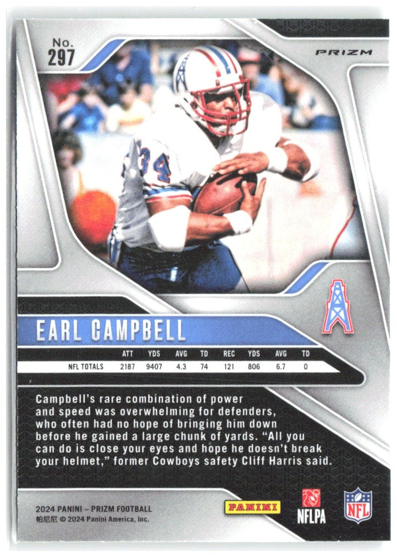 Earl Campbell Panini Prizm - Green 297 2024 Houston Oilers