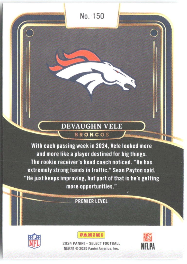 Devaughn Vele Panini Select 150 2024 Denver Broncos RC