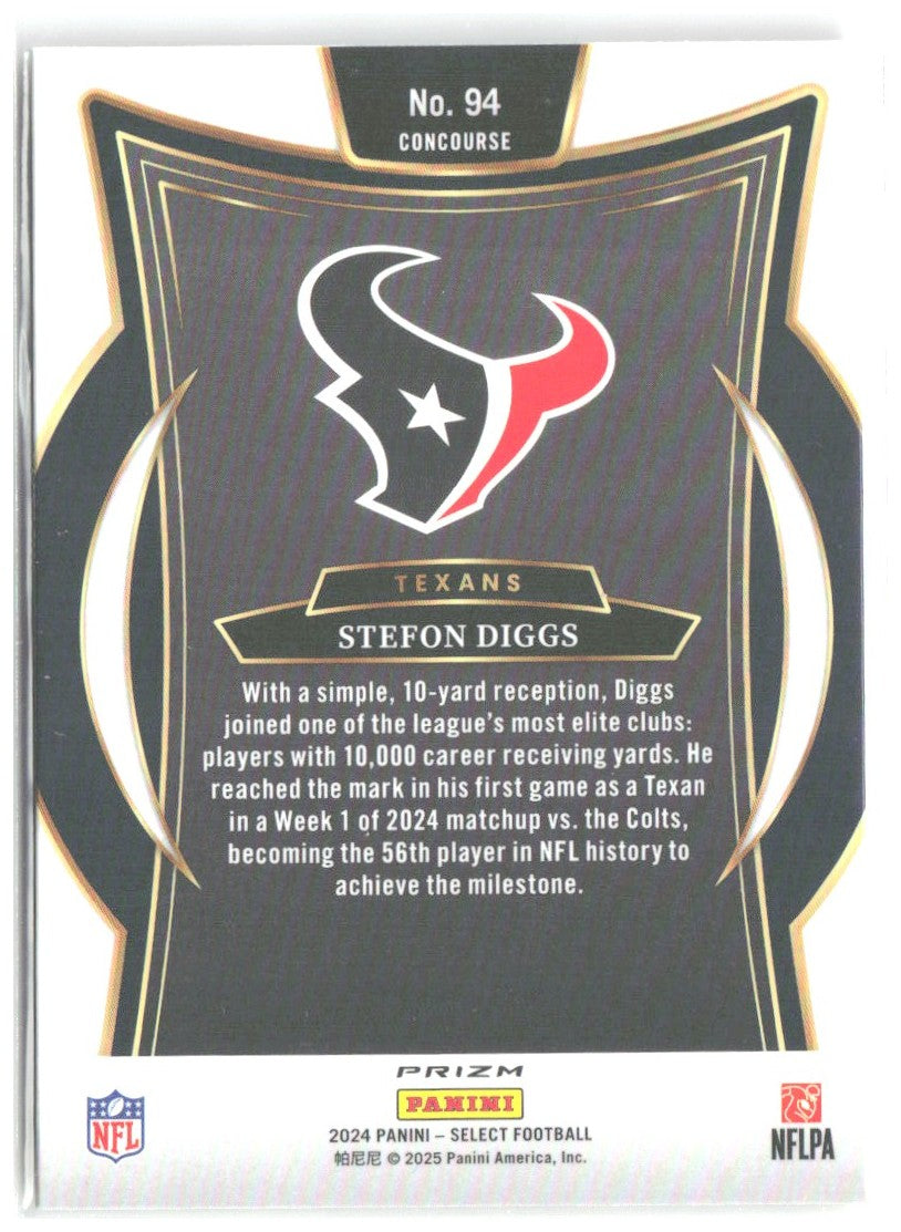Stefon Diggs Panini Select - Red & Yellow Prizm Shock 94 2024 Houston Texans