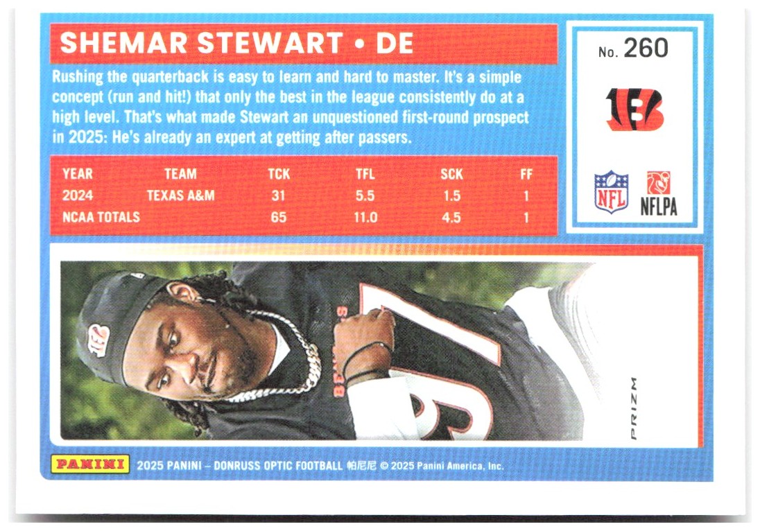 Shemar Stewart Donruss Optic - Pink 260 2025 Cincinnati Bengals