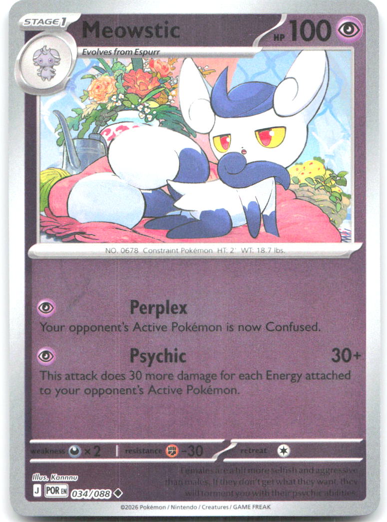 Meowstic Reverse Holo Uncommon ME03: Perfect Order 034/088 NM Kannnu