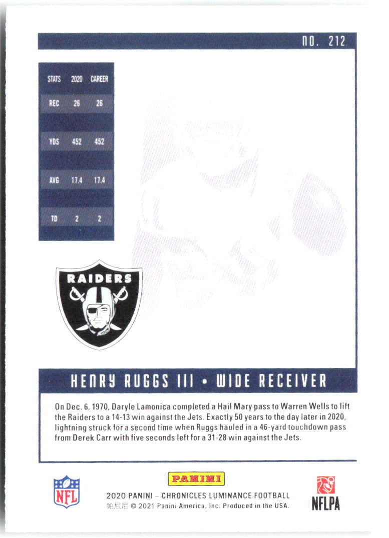 Derek Carr Chronicles - Luminance Update Rookies Pink 212 2020 Las Vegas Raiders