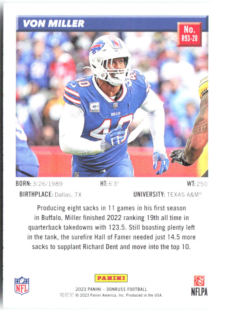 Von Miller Donruss - Retro 1993 R93-20 2023 Buffalo Bills