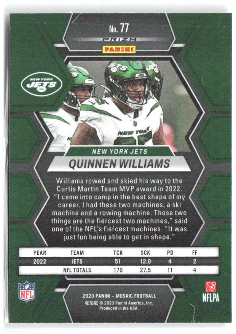 Quinnen Williams Panini Mosaic - Camo Pink Mosaic 77 2023 New York Jets