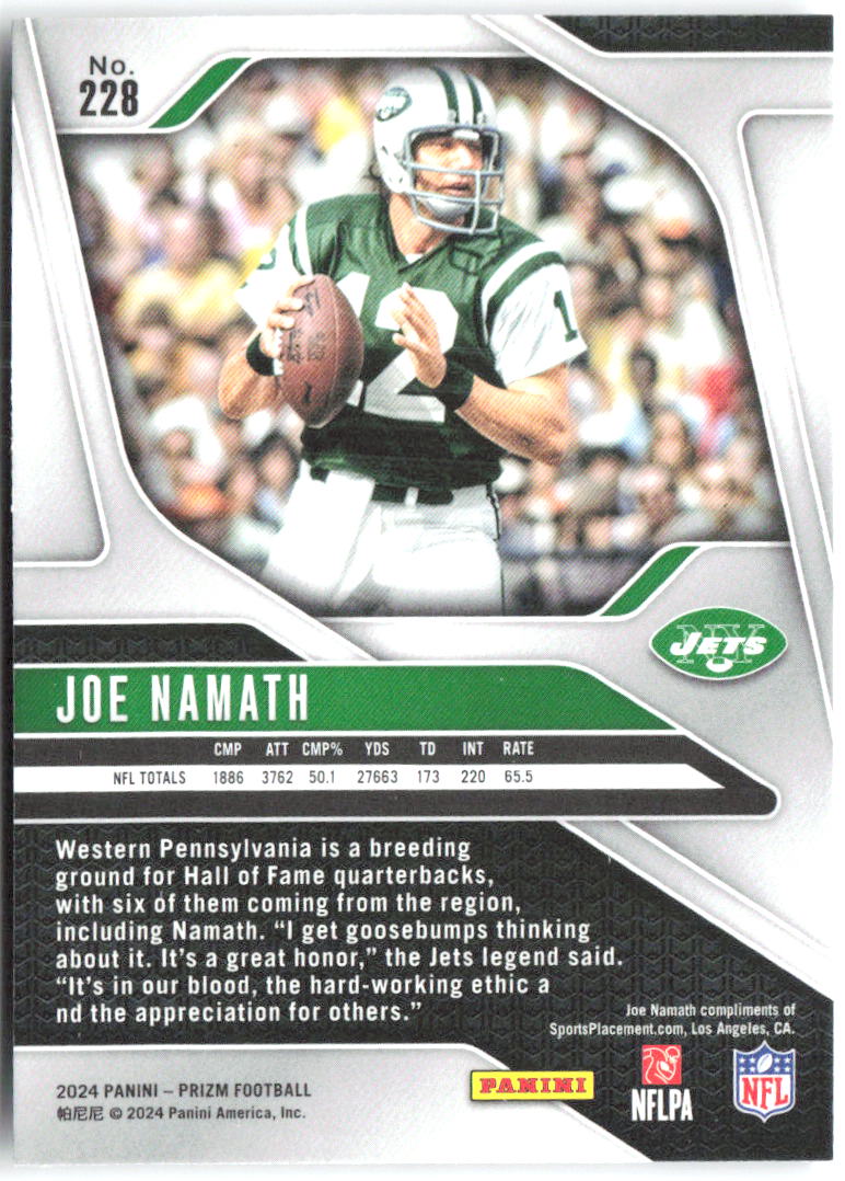 Joe Namath Panini Prizm 228 2024 New York Jets
