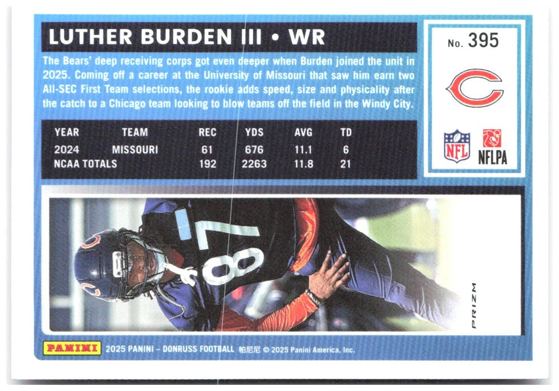 Luther Burden III Donruss - Optic Rated Rookies Pink 395 2025 Chicago Bears