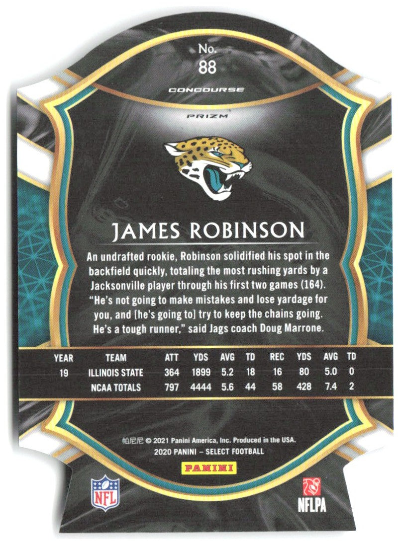 James Robinson Panini Select - Purple Prizm Die Cut 88 2020 Jacksonville Jaguars