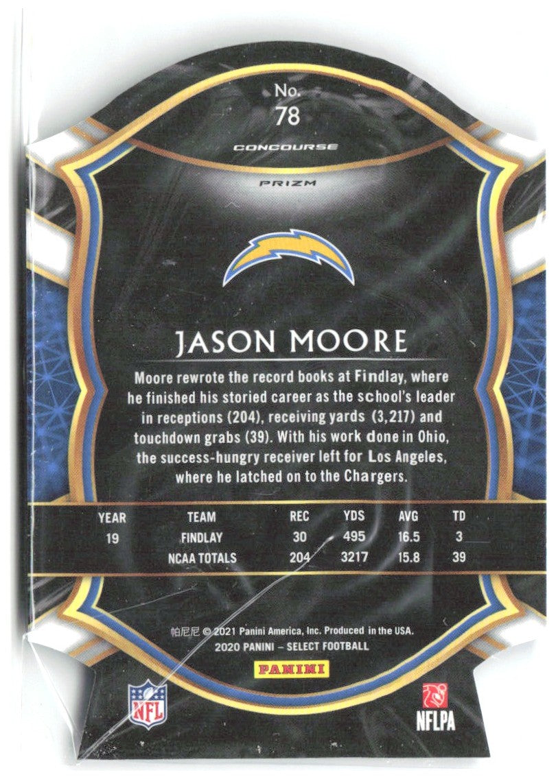 Jason Moore Panini Select - Tri-Color Prizm Die Cut 78 2020 Los Angeles Chargers