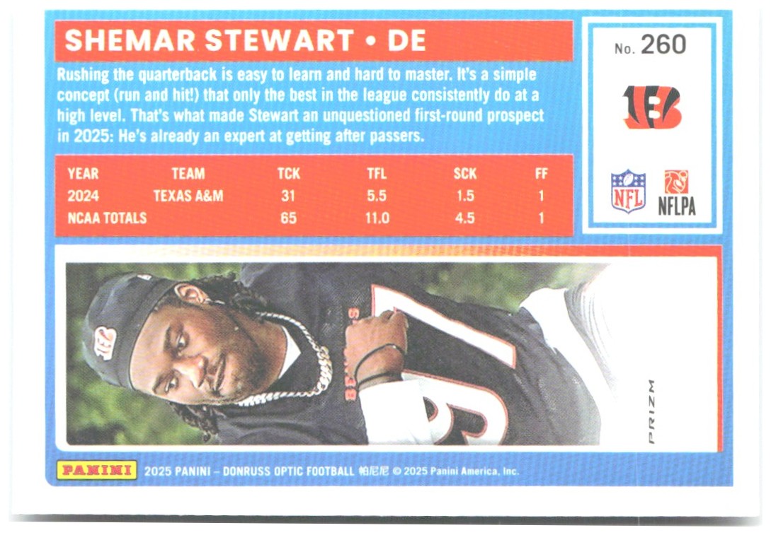 Shemar Stewart Donruss Optic - Holo 260 2025 Cincinnati Bengals