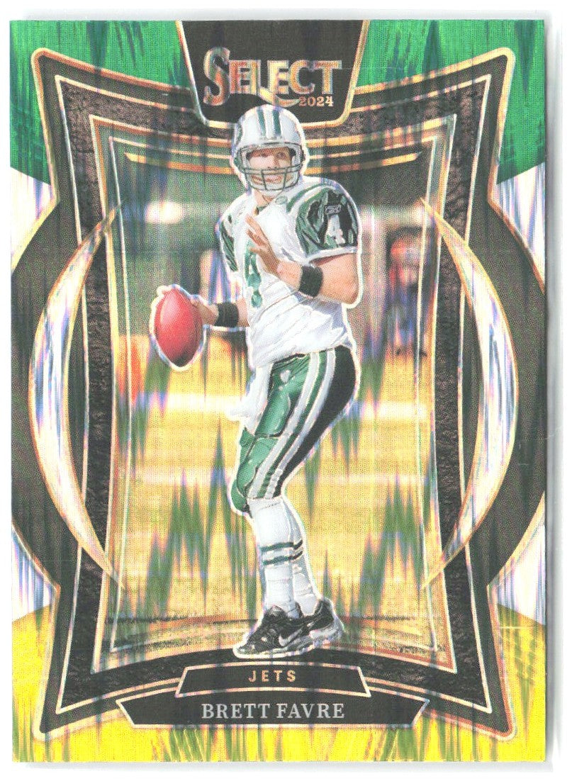 Brett Favre Panini Select - Green & Yellow Prizm Shock 12 2024 New York Jets