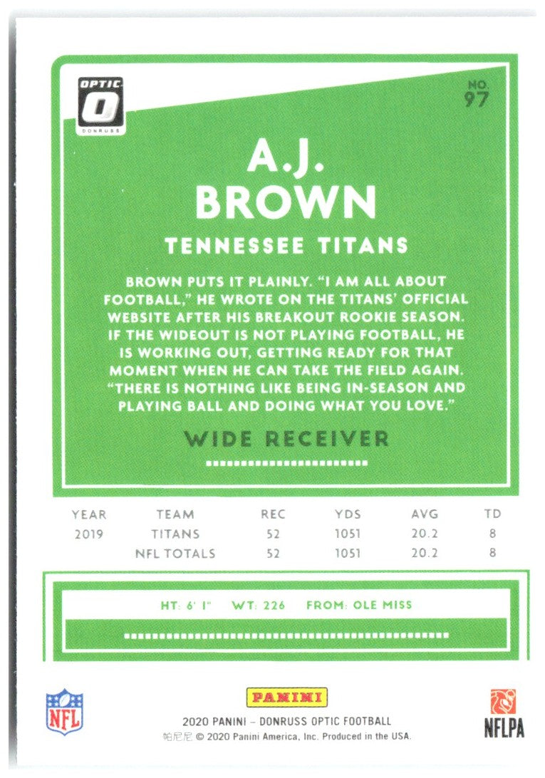 A.J. Brown Donruss Optic 97 2020 Tennessee Titans