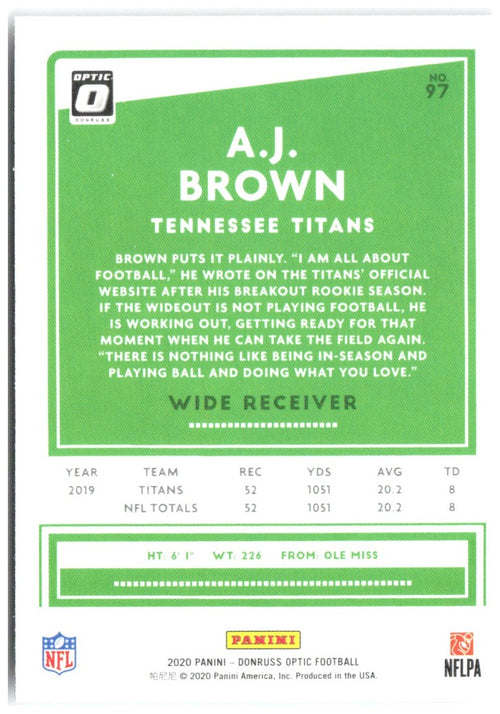A.J. Brown Donruss Optic 97 2020 Tennessee Titans