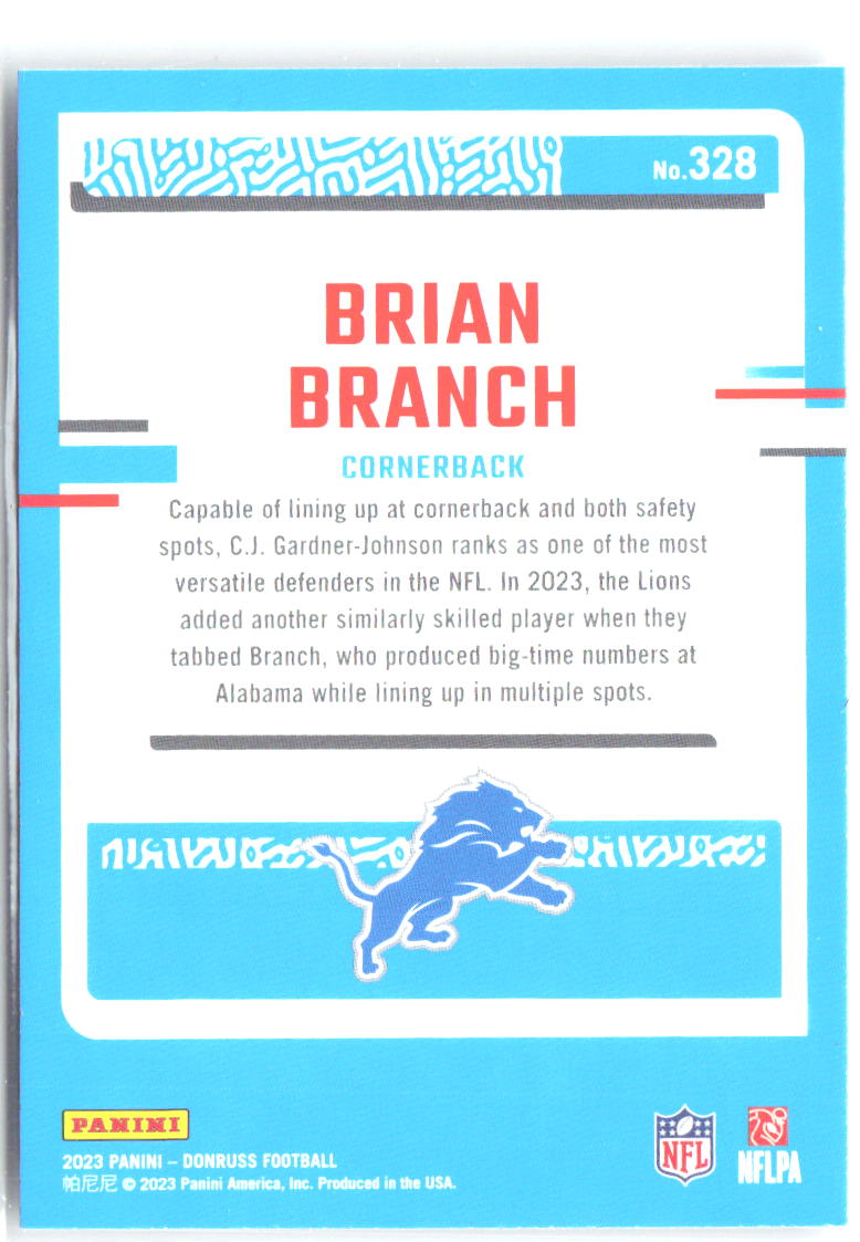 Brian Branch 328 Detroit Lions RC
