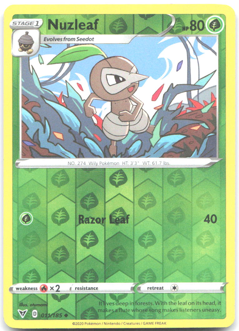 Nuzleaf Reverse Holo Uncommon SWSH04 Vivid Voltage 011/185 NM otumami