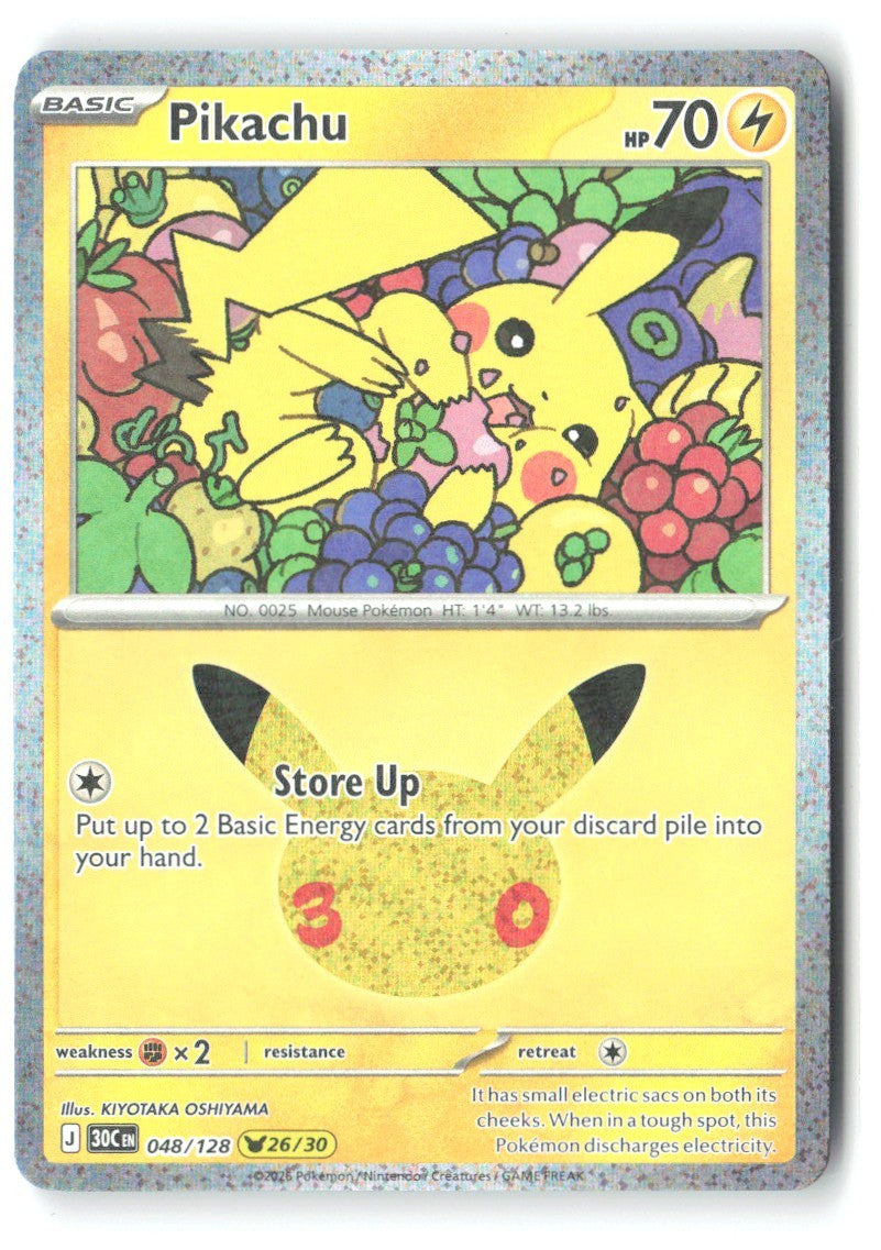 Pikachu Holo Pikachu Rare ME 30th Celebration 048/128 NM KIYOTAKA OSHIYAMA