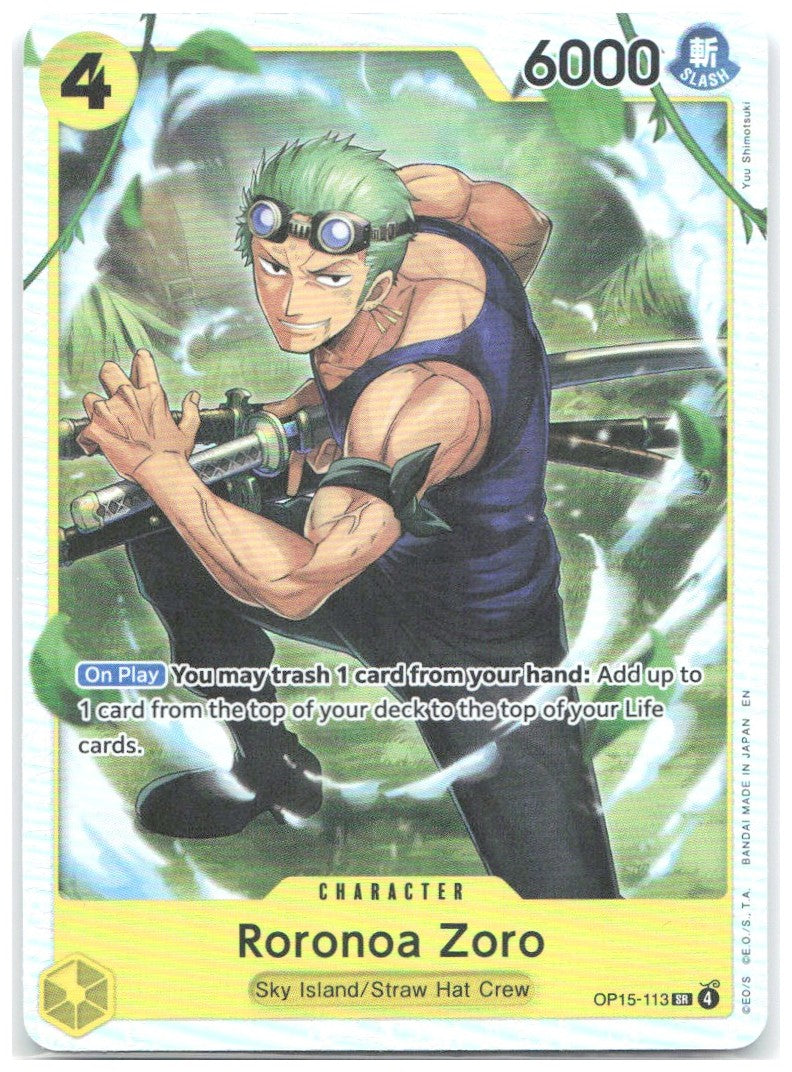 Roronoa Zoro Foil SR Adventure on Kami's Island OP15 113 NM