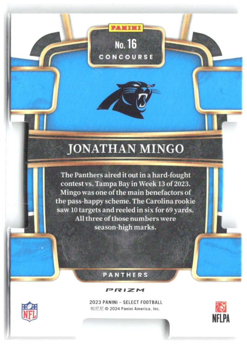 Jonathan Mingo Select - Black and Red Prizms Die Cuts 16 2023 Carolina Panthers