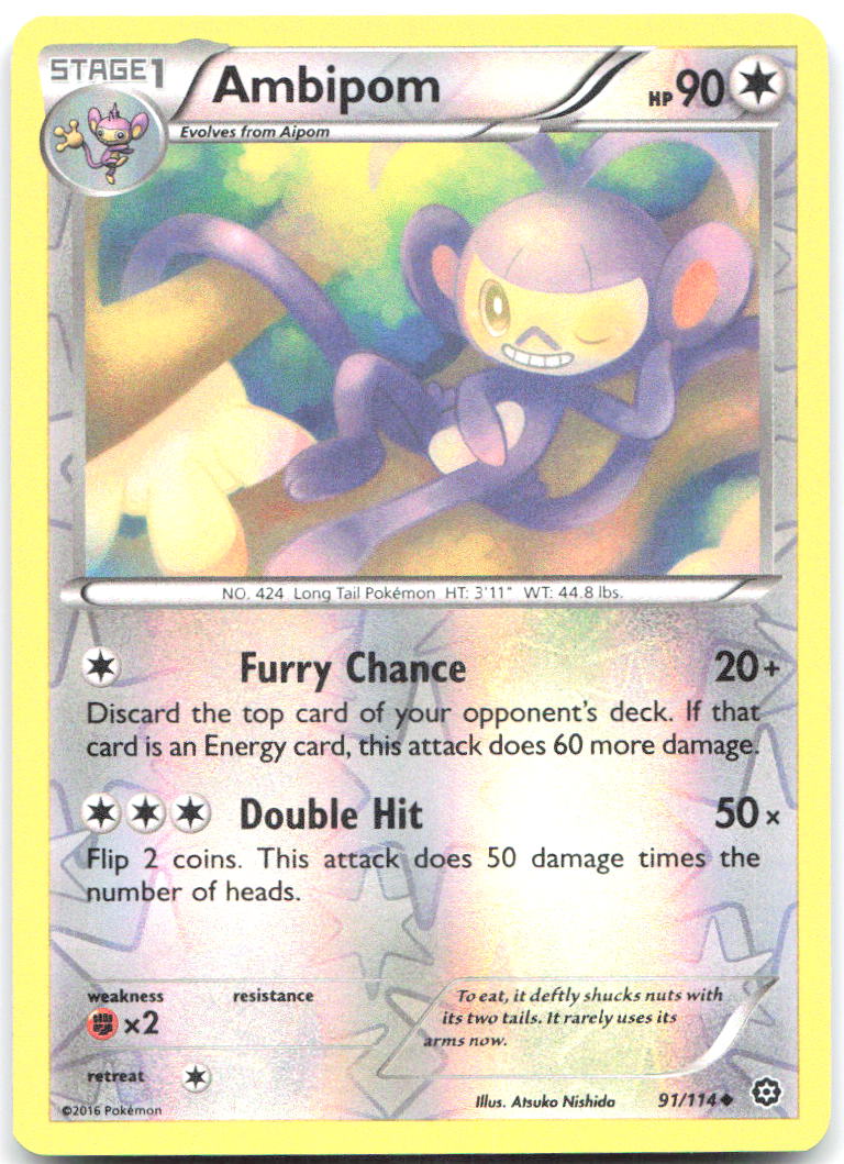 Ambipom Reverse Holo Uncommon XY Steam Siege 91/114 NM Atsuko Nishida
